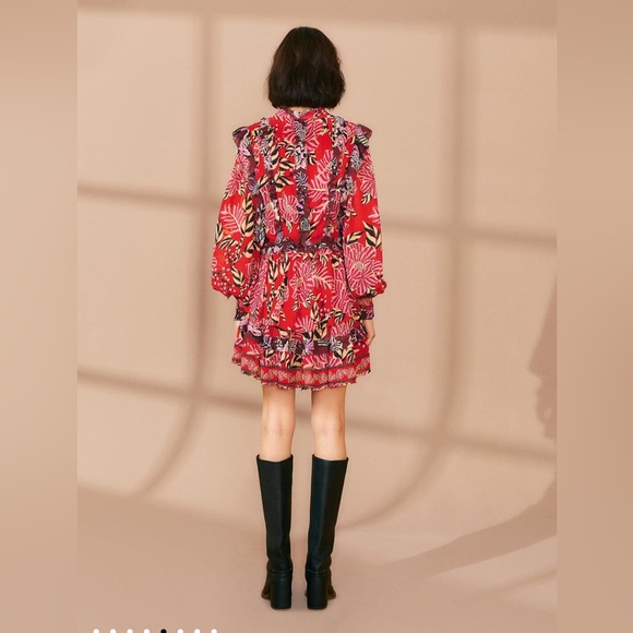 Farm Rio Mixed Floral Ruffle Mini Dress - Picture 9 of 12